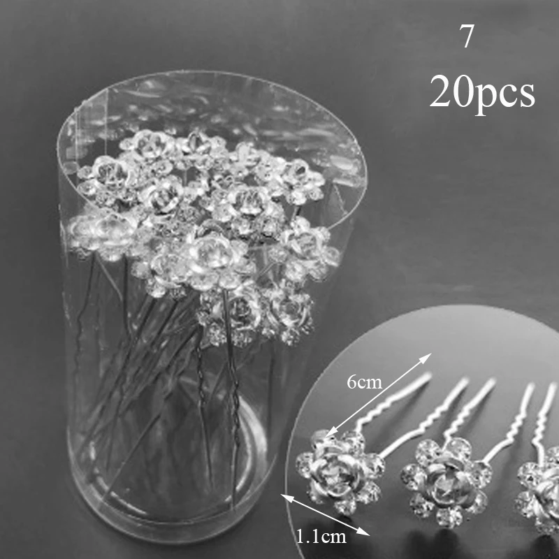 

U Shaped Hair Clip 20pcs Pearl Hairpin women Alloy Barrettes Hair Accessories Stick Wedding Bridal Crystal Women Flower Hairpins