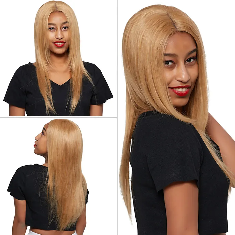 Медовые светлые пучки Окрашенные 27 прямых человеческих волос волнистые блонд