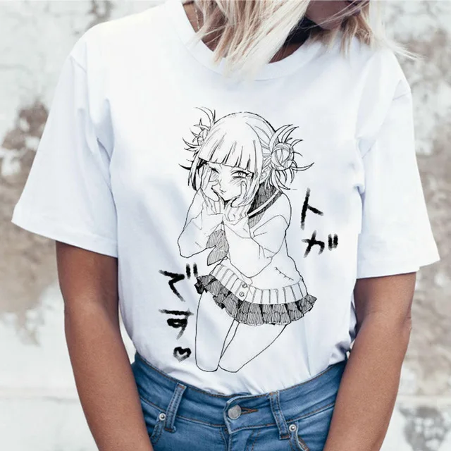 Харадзюку забавная женская футболка Ahegao Boku No Hero Academy химико Тога Ullzang 90s футболка хентай топ тройники женская одежда - Цвет: 12