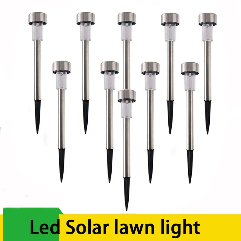 

10pcs/lot Stainless Steel Led Solar Lawn Light For Garden Yard Patio Decoration Outdoor Solar Stick Lights White Light