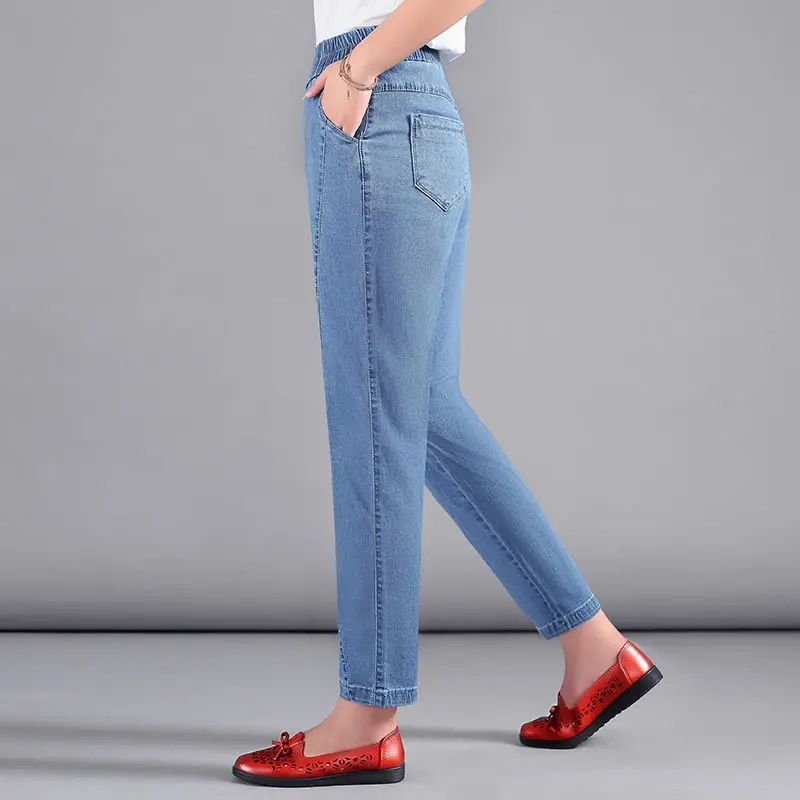 

2021 High Waist Mom Jeans Women Boyfriends Straight Jeans Femme 100% Cotton Loose Vintage Denim Pants Vaqueros Mujer