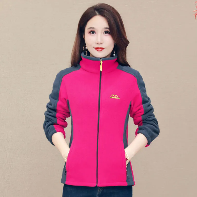 

2021 New Autumn Mid-aged Women Fleece Jackets Plus Size Casual Warm Jackets Zipper Outerwear For Mum Winter Fashion Loose Coats