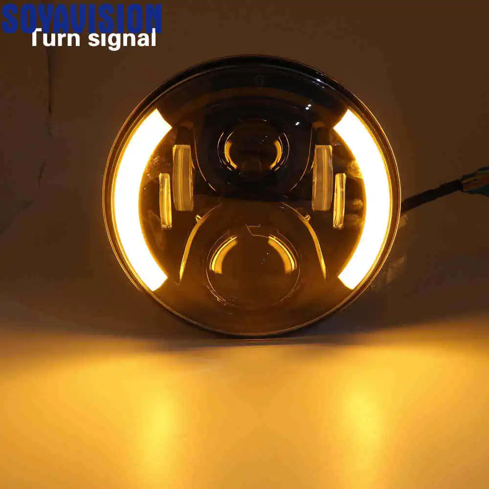 7 ''круглый мотоцикл Проектор мотор светодиодный головной светильник Halo &amp