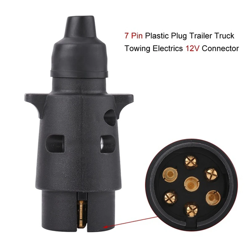 

Plastic 7 Pin Socket Plugs For Trailers RVs 12V 7 Way Round Standard European Car Plug Connector