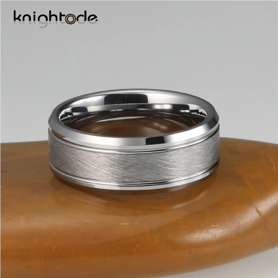 8 мм серебристо вольфрамовые карбидные кольца для мужчин обручальное кольцо