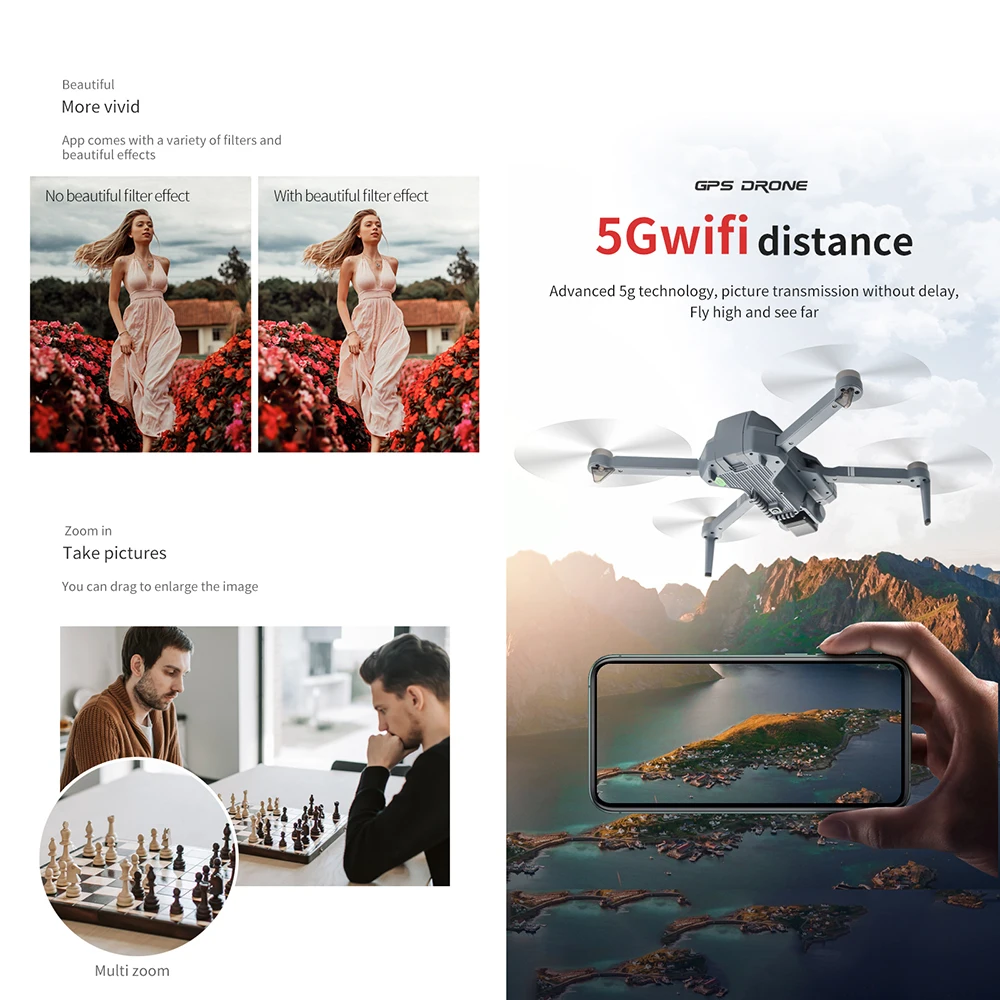 

Drone With Camera 4K Hd GPS Professional 5G FPV Brushless Motor Foldable Quadcopter RC Distance 800M Dron VS eachine d83 rc dron