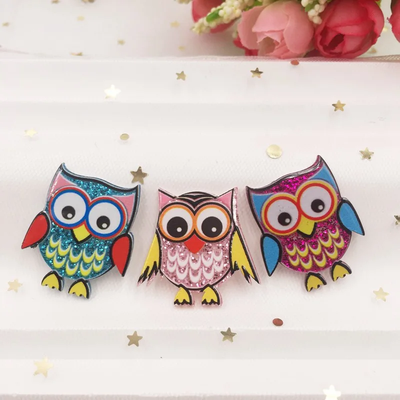 10 шт. кавайная цветная Сова плоская задняя Стразы акриловый лист миниатюрная