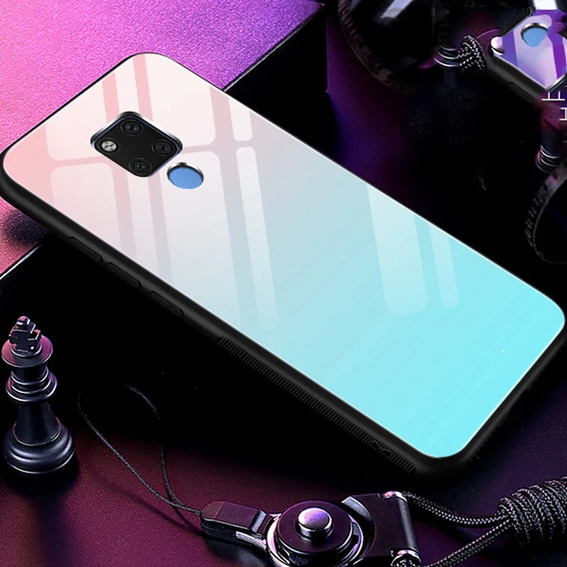 Чехол из закаленного стекла для huawei mate 20X20 x градиентный цвет задняя крышка для huawei mate 20X Мягкие силиконовые чехлы для телефонов mate 20X