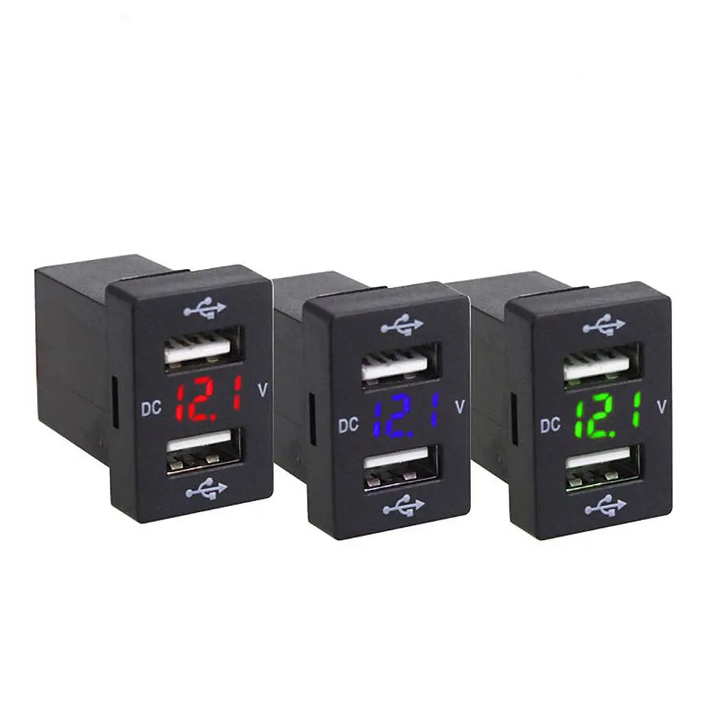 

Dolity 5 в 2,1 а розетка зарядного устройства с светодиодный ным USB разъемом со светодиодным вольтметром для Toyota