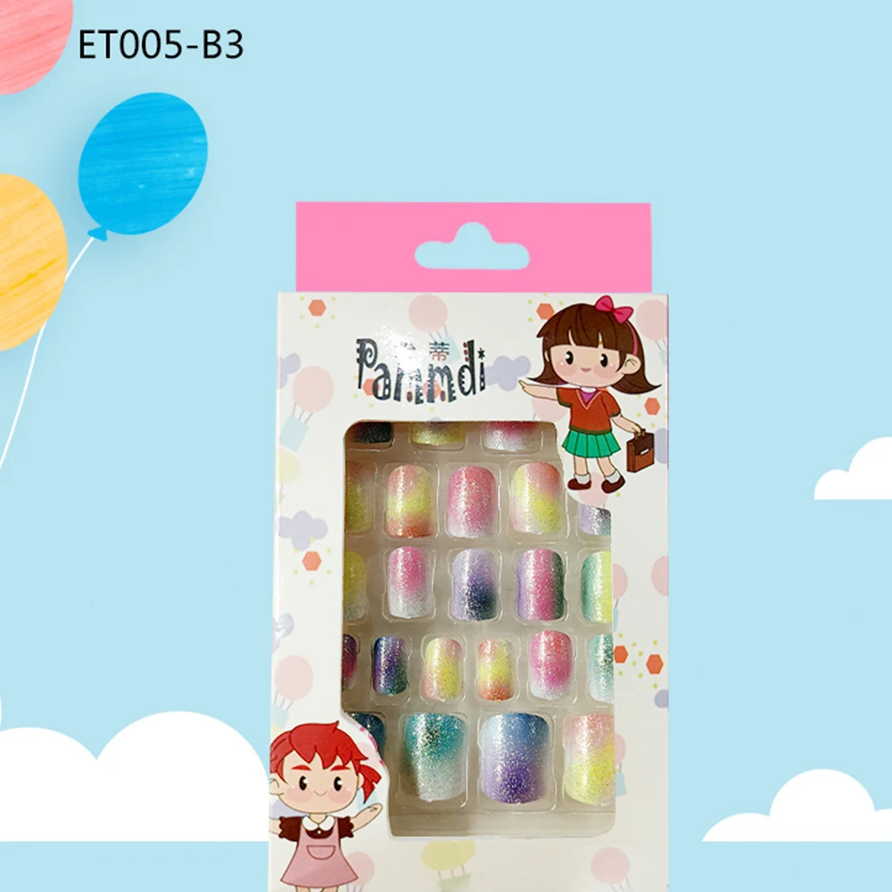 Цветные накладные ногти для малышей красивые самоклеящиеся искусственные