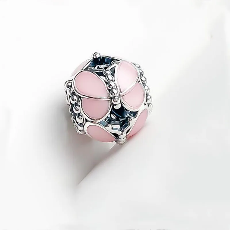 

Authentic 925 Sterling Silver Beads Pink Butterfly Group Fashion Beading Fit Original Pandora Bracelet For Women Diy Jewelry