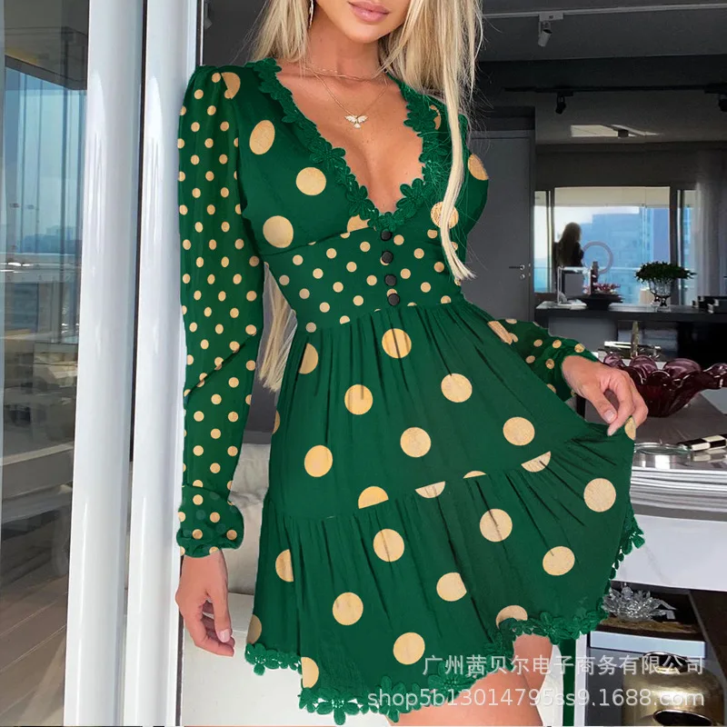 Mandylandy комбинированное облегающее платье в горошек сексуальное женское с длинным