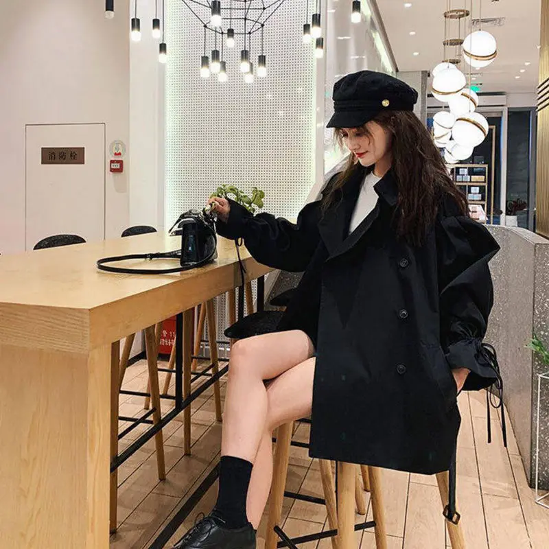 

Women's Trench Coat Fashion Brand Casual Belt Khaki Lady Clothes Autumn 2020 Korean Lapel Outerwear Tops Oversize Windbreaker