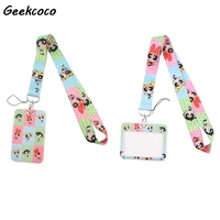 j2717 creative fashion cartoon girls lanyards bus id name work card cover badge holder accessories gifts