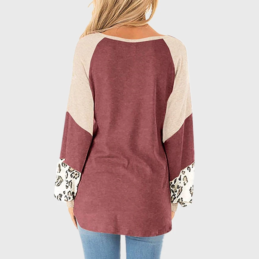 Patchwork Women Sweatshirt Hoodies Spring Long Sleeve Top T-Shirts Tee Casual Pullovers Sweatshirt Female O-Neck 2022 Lady Loose