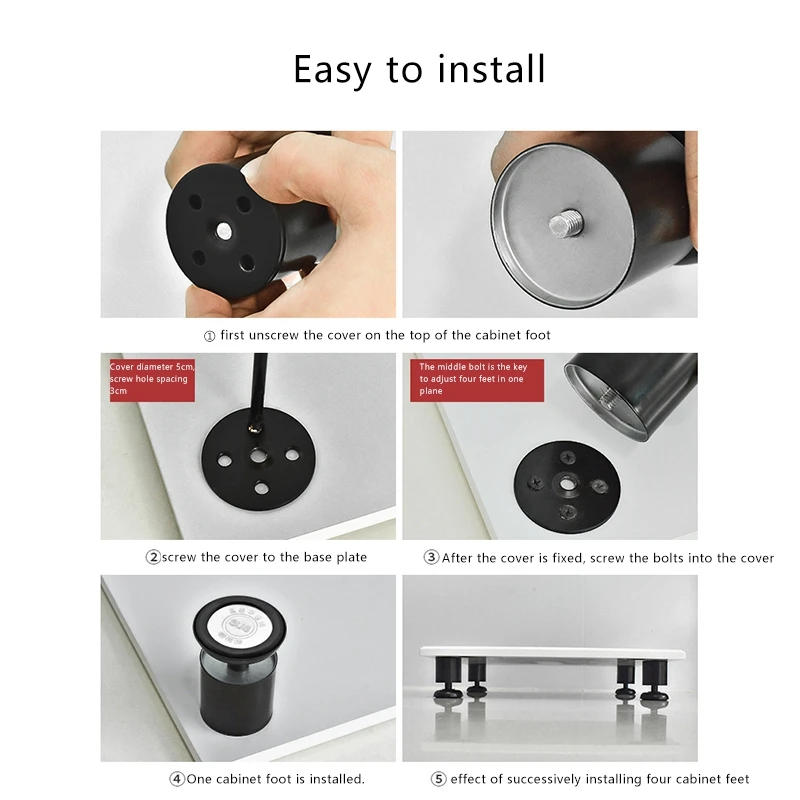 WSFS Горячая 4 шт Регулируемая по высоте мебель ножки из нержавеющей стали стол