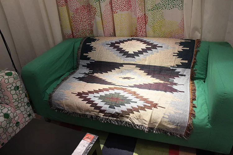 Этнический стиль геометрический узор одеяло домашний гобелен вязаный пледы ковер гостиная диван декоративная ткань призматический узор