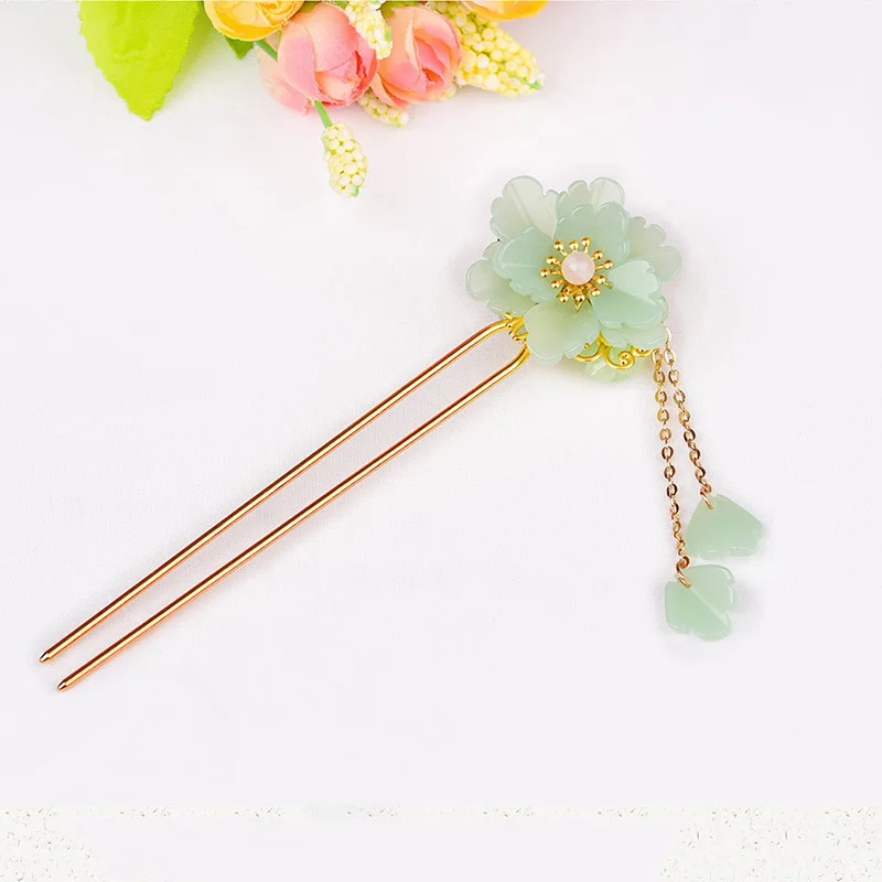 Китайский винтажный цветок Кисточки Шпилька Свадебные аксессуары для волос