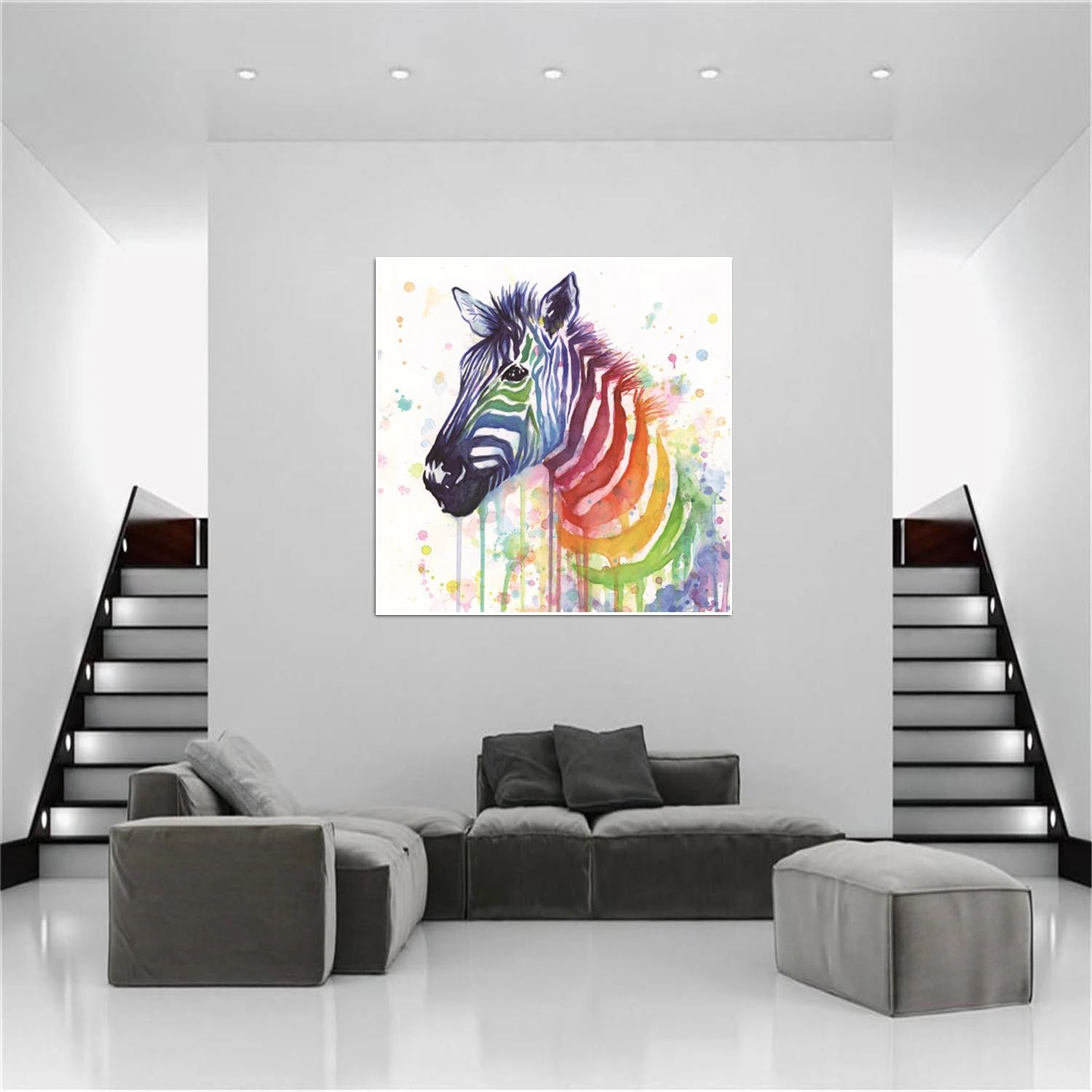 Акварель Зебра животное холст живопись декоративная настенные картины для