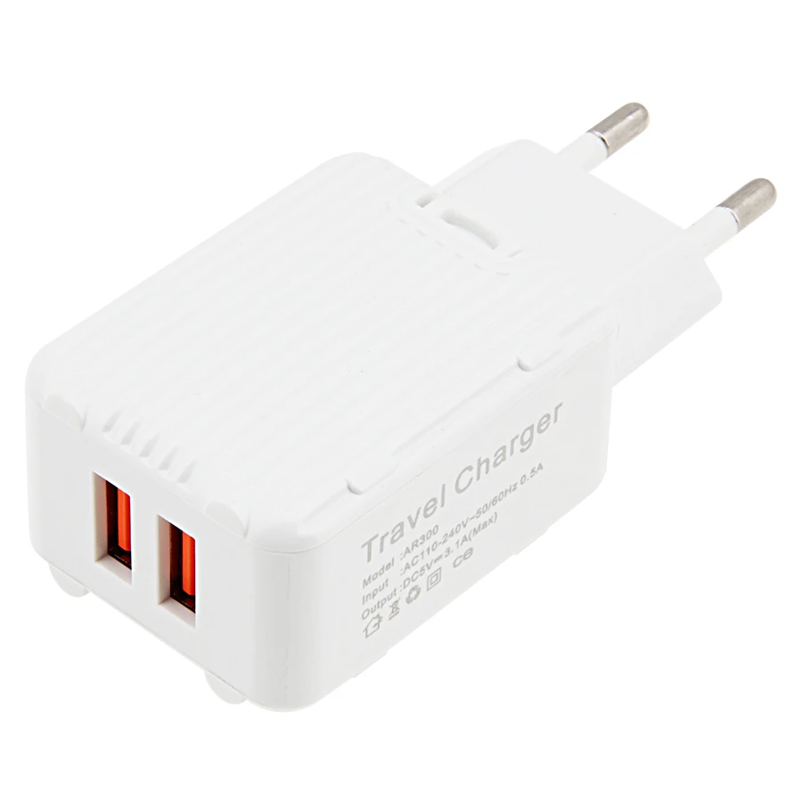 

Вилка европейского стандарта, 5 В, адаптер с двумя USB-портами, для чемоданов, для путешествий, настенное зарядное устройство для IPhone, Samsung, Xiaomi ...