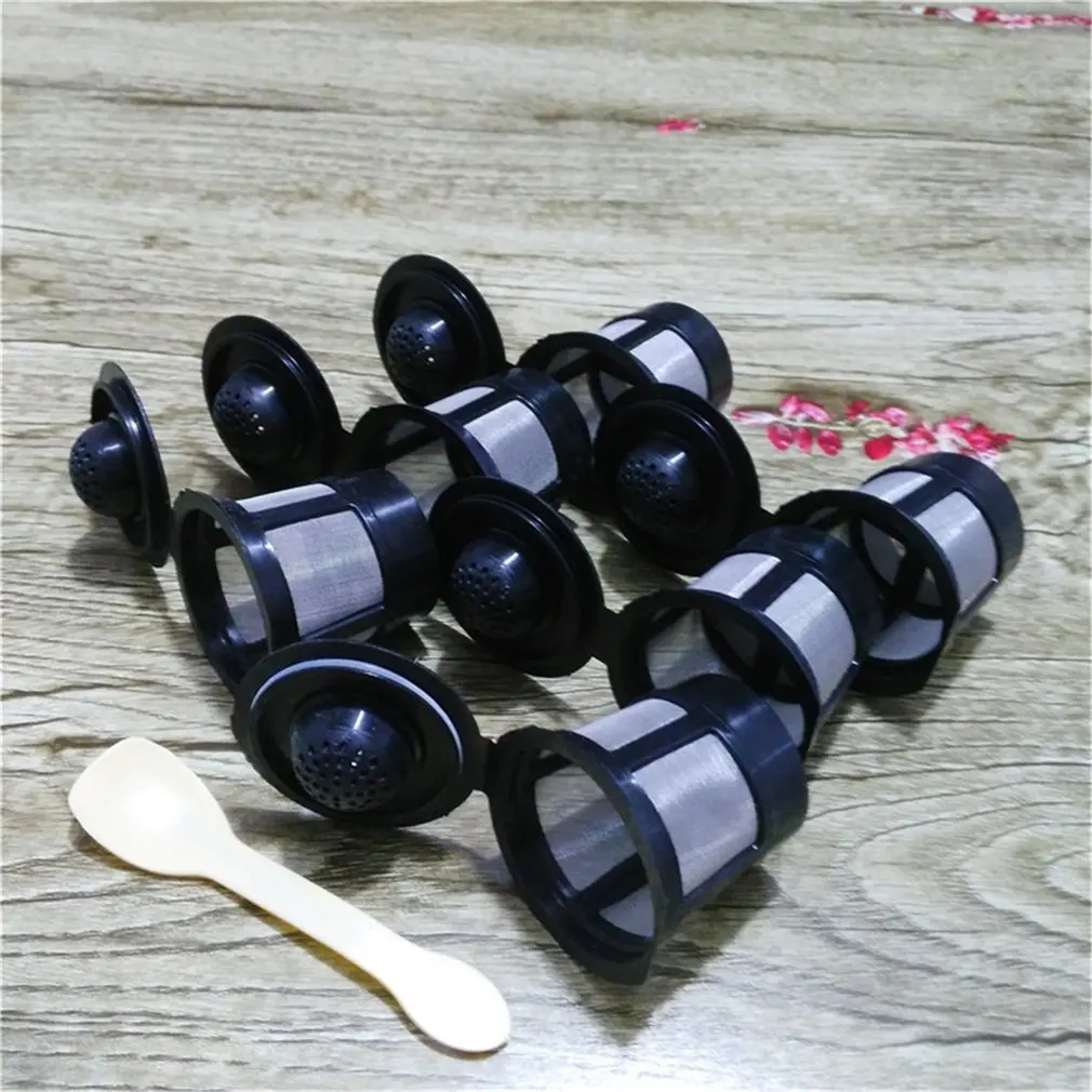 6 шт многоразовые капсулы кофе Nespresso чашка с ложкой черный многоразовый капсула