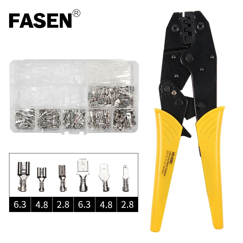HS03BC 270PCS HS-03BC 8JAW 270 шт. обжимные плоскогубцы для штепсельной вилки/трубки/изоляции/без изоляции/Зажимная крышка/коаксиальные кабельные наконечники многофункциональные плоскогубцы - Цвет: HS03BC 270PCS