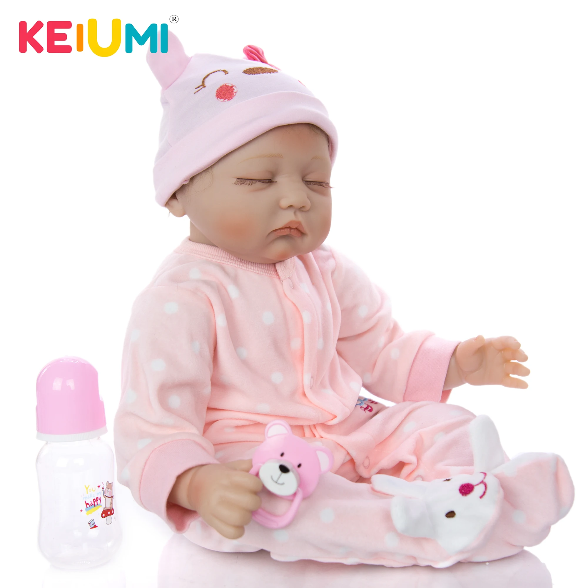 55 см мягкие силиконовые куклы для новорожденных реалистичные Спящая девочка