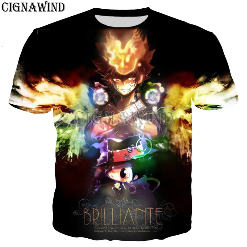 Popular anime Katekyo HITMAN REBORN t shirt men/women 3D printed t-shirts casual Harajuku style tshirt streetwear tops | Мужская одежда