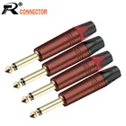 10 шт. моно разъем 6,35 мм для усилителя микрофона, латунный Позолоченный разъем 6,3 мм, штекер 14