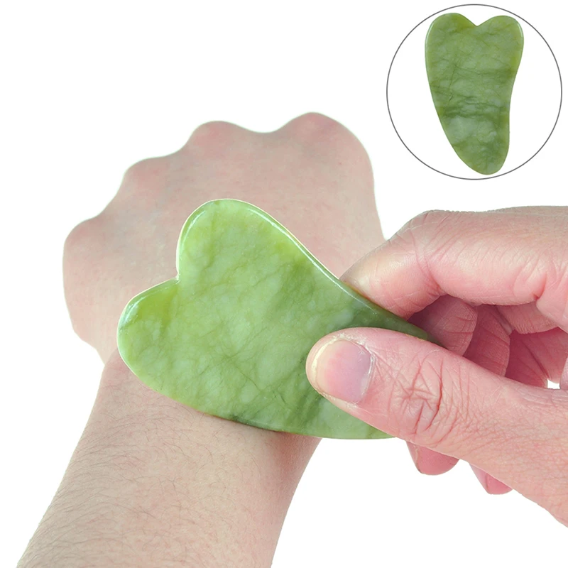 

1pcs Natural Green Jade Guasha Board Massage Tool SPA Acupuncture Scraper Stone Facial Anti-wrinkle Treatment Body Health Care