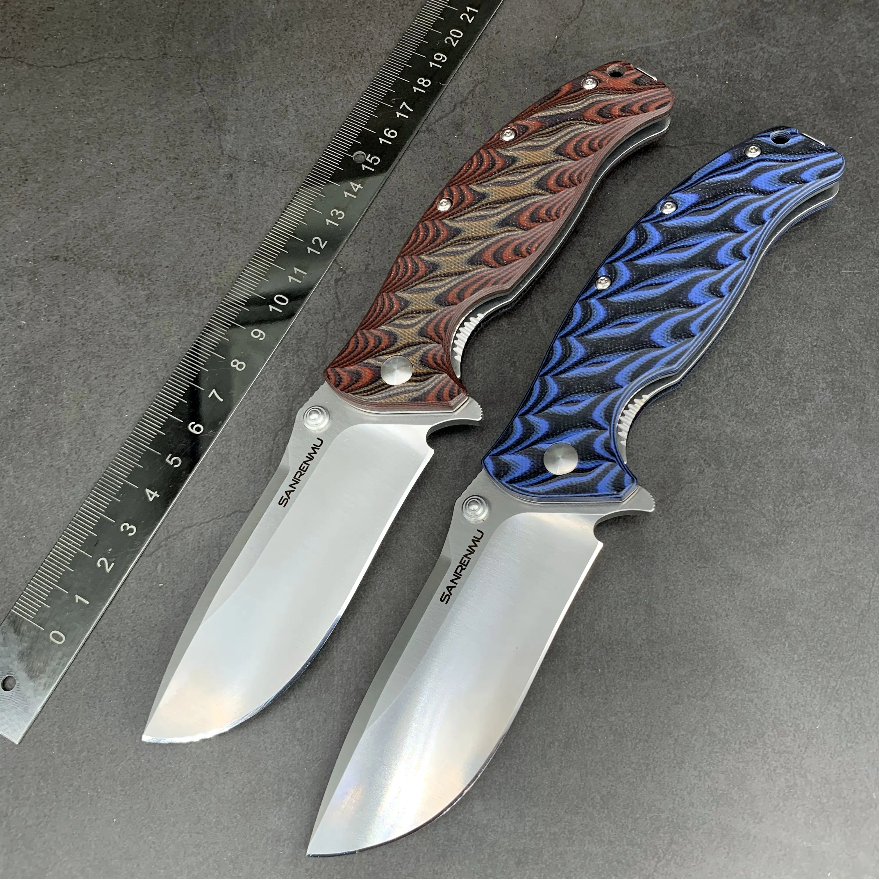 

SANRENMU SRM 1005 Pocket Folding Knife 9Cr14 Steel Blade Flipper Ball Bearing Outdoor Camping Survival Rescue, Hunting Tool EDC