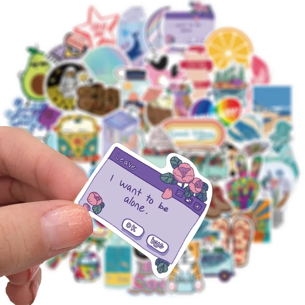 

50pcs/set Wholesale 2 Style Cartoon Stickers Waterproof Sticker For Skateboard Laptop Luggage Bicycle Decal Kids Gifts