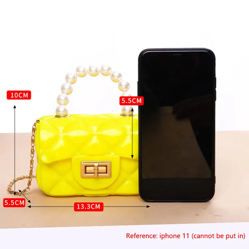 

Female Cosmetic Bag Candy Jelly Shoulder Messenger Mini Chain Key Change Organizer Pearl Portable Makeup bag