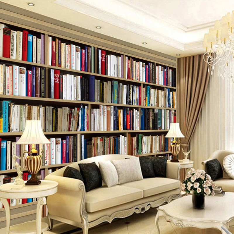 Заказная настенная живопись ретро 3D фотообои для книжной полки обои учебы