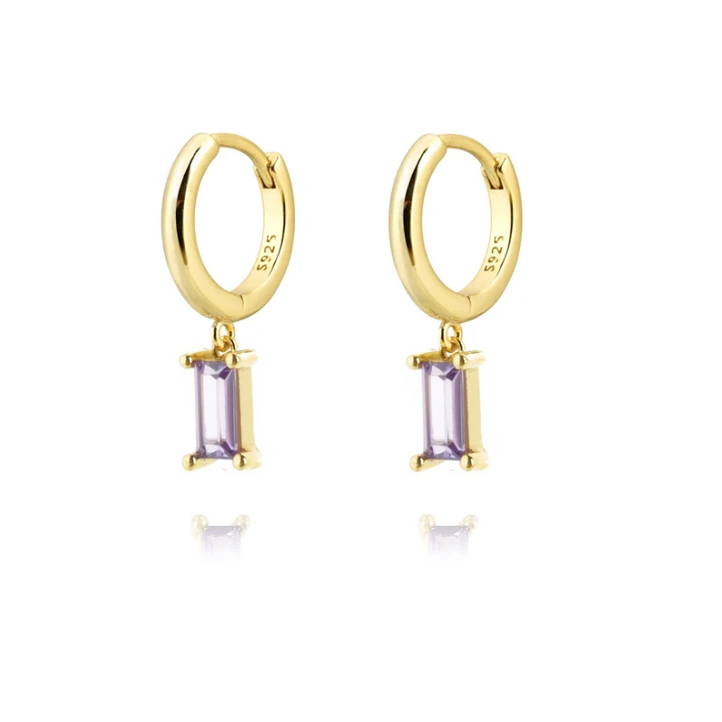 

Silver Gold Color Purple Drop Earrings Piercing Zircon Crystal Luxury Fashion Fine Jewelry Rock Punk Party Oorbellen 2021