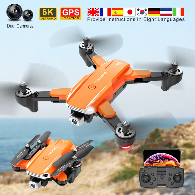 

S6 Orange Aerial Photography Drone 4K Professional GPS Helicopete Automatic Return Folding Quadcopter With Dual Camera Follow Me