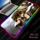 Большой игровой коврик для мыши XGZ с волком RGB, игровой светодиодный компьютерный коврик для мыши, большой коврик для мыши с подсветкой, коврик для клавиатуры, Настольный коврик