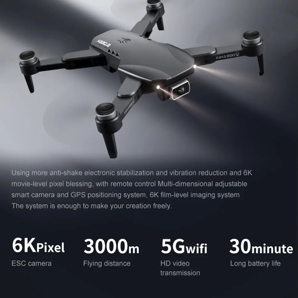 LU8 MAX GPS Дрон с разрешением 4k Профессиональный 6K HD 6-Axis Dual Камера складного