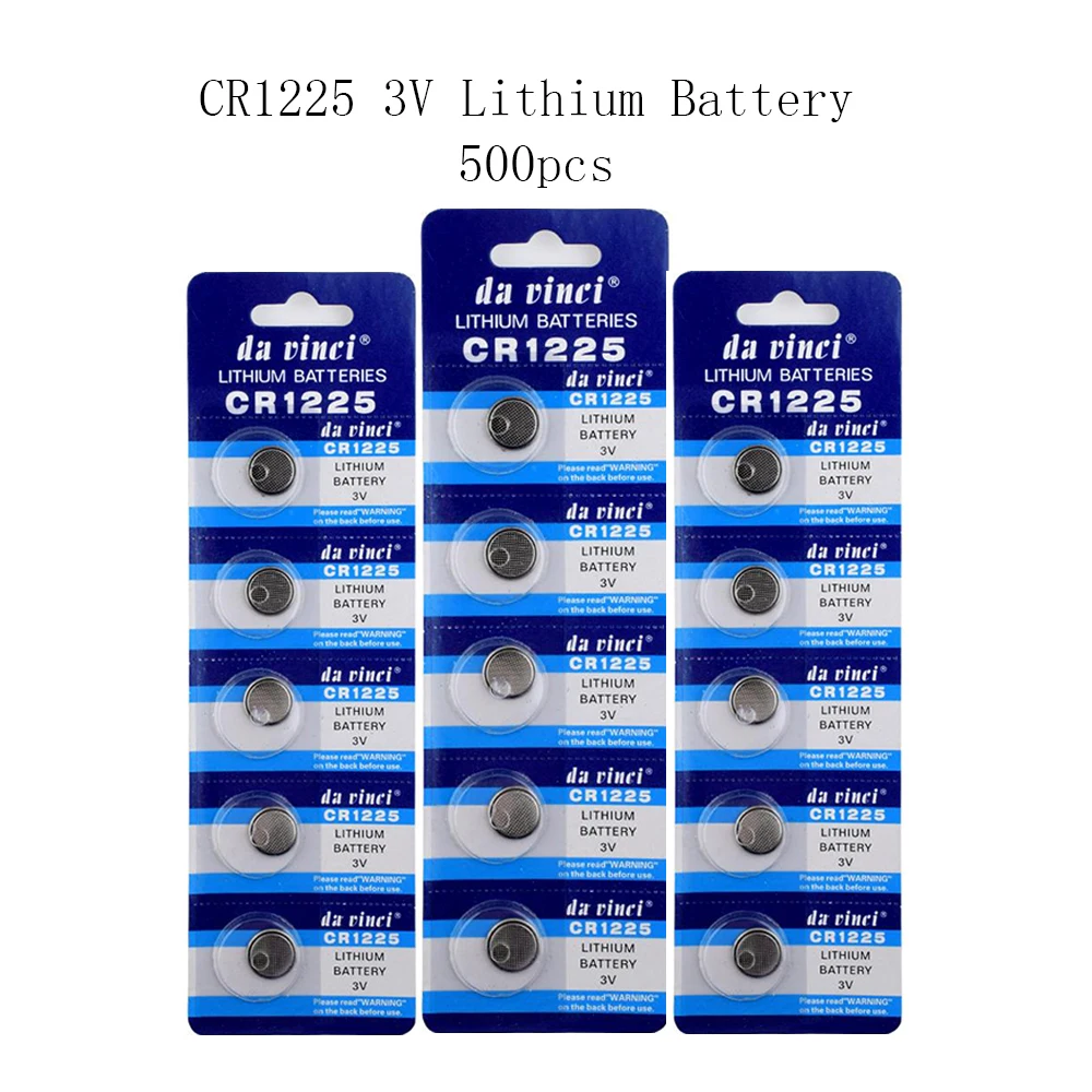

500pcs 50mAh CR1225 3V Lithium Button Battery LM1225 KCR1225 BR1225 Cell Cion Batteries For Watch Electronic Toy Remote