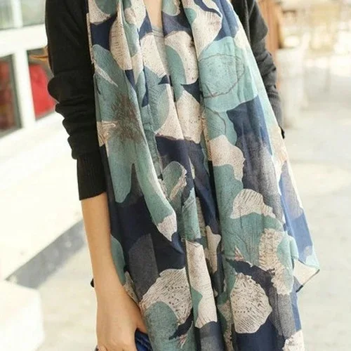 

Muslim Turban Scarf Balinese Print Scarf Muslim Women's Turban Scarf Begonia Flower Pattern Scarf Ladies Shawl Warm Bib