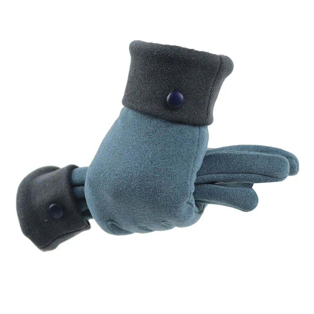 Модные женские зимние противоскользящие перчатки с пуговицами мягкой