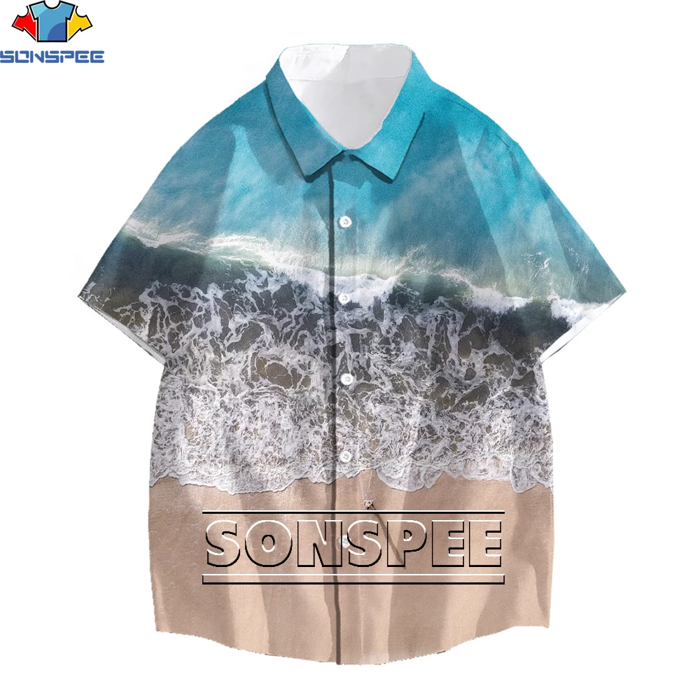 SONSPEE Fashion beach print Hawaiian men's shirt 2021 summer new short-sleeved beach shirt holiday party holiday clothing