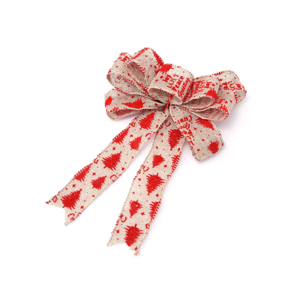 Рождественская льняная ткань с бантом бабочкой/Рождественский Декор/полосатый