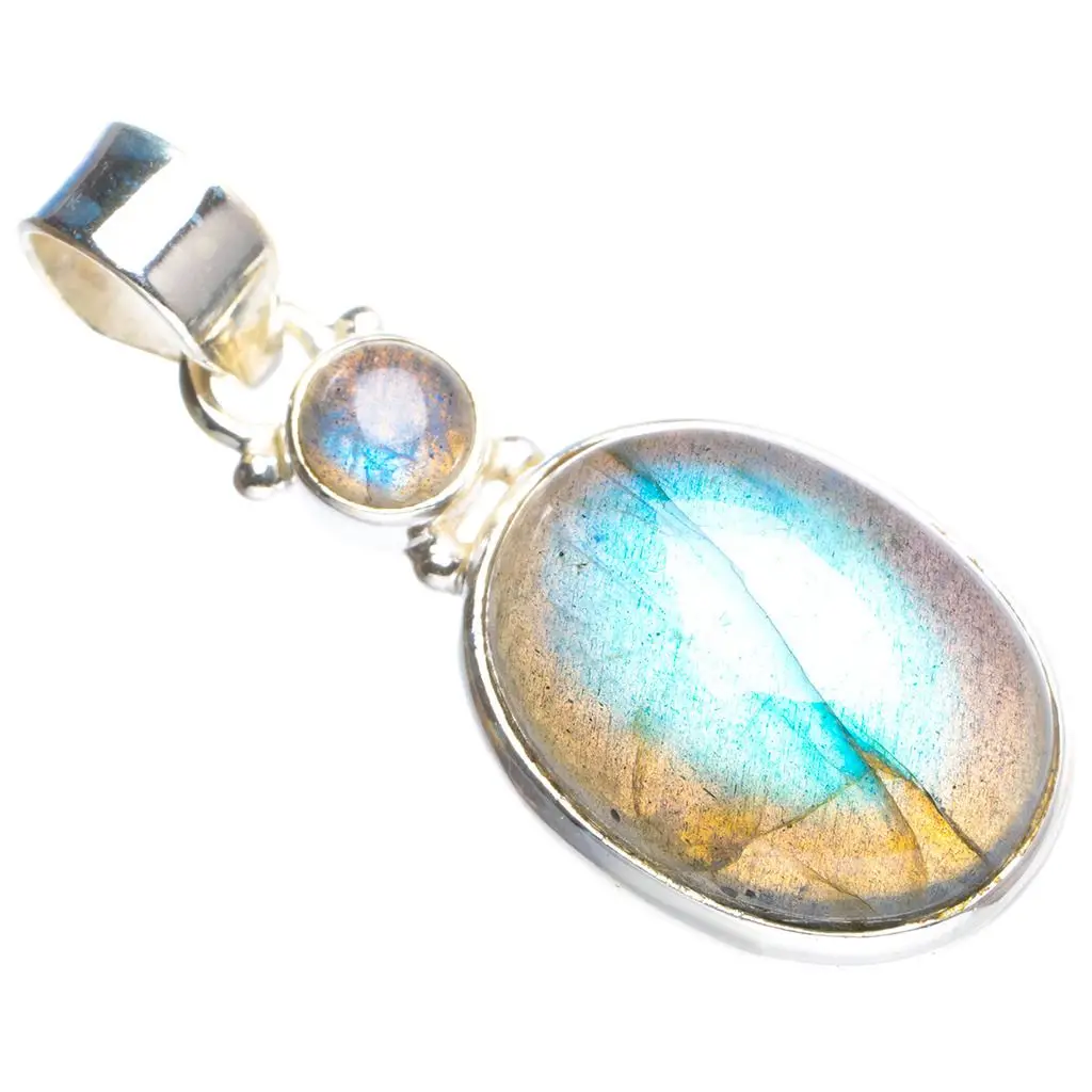 Натуральный синий огонь лабрадорит ручной работы уникальная фотоподвеска из