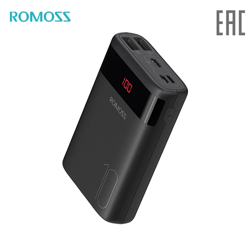 Внешний аккумулятор Romoss мини Ares 10 10000 мАч с показанием уровня заряда повербанк