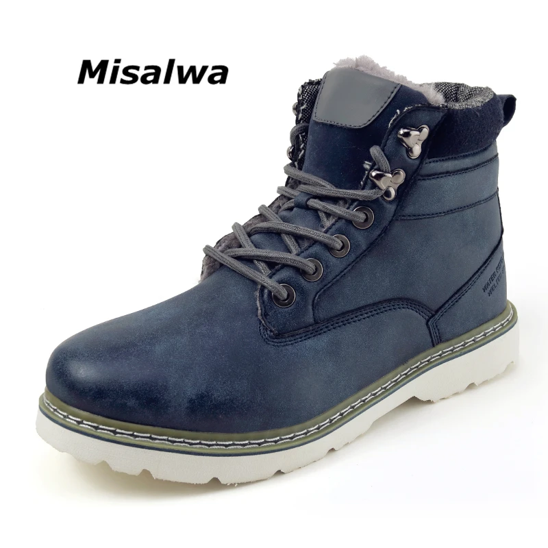 

Misalwa Outdoor Mens Military Winter Boots Warm PU Leather Retro Casual Shoes High Top Anti-skid Snow Boots Western Russia