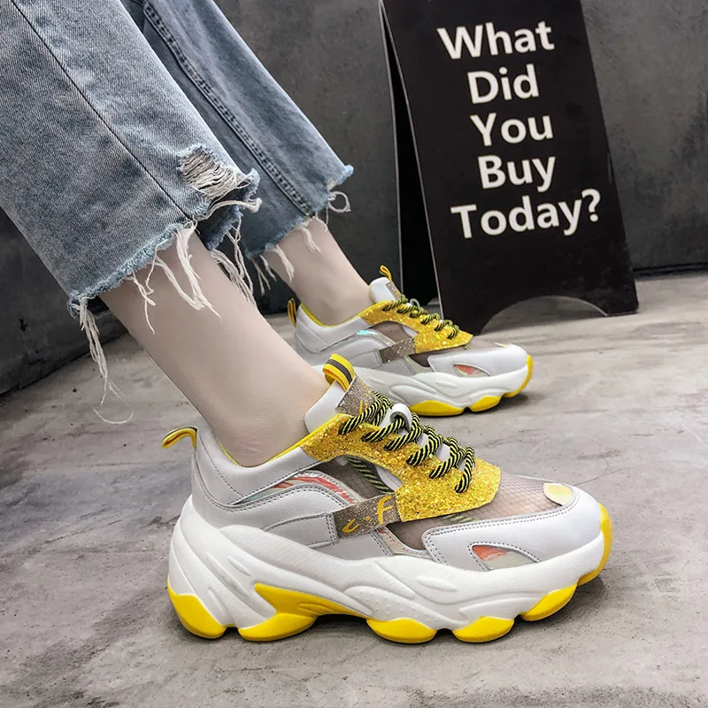 Кроссовки женские массивные Вулканизированная подошва толстая 6 5 см