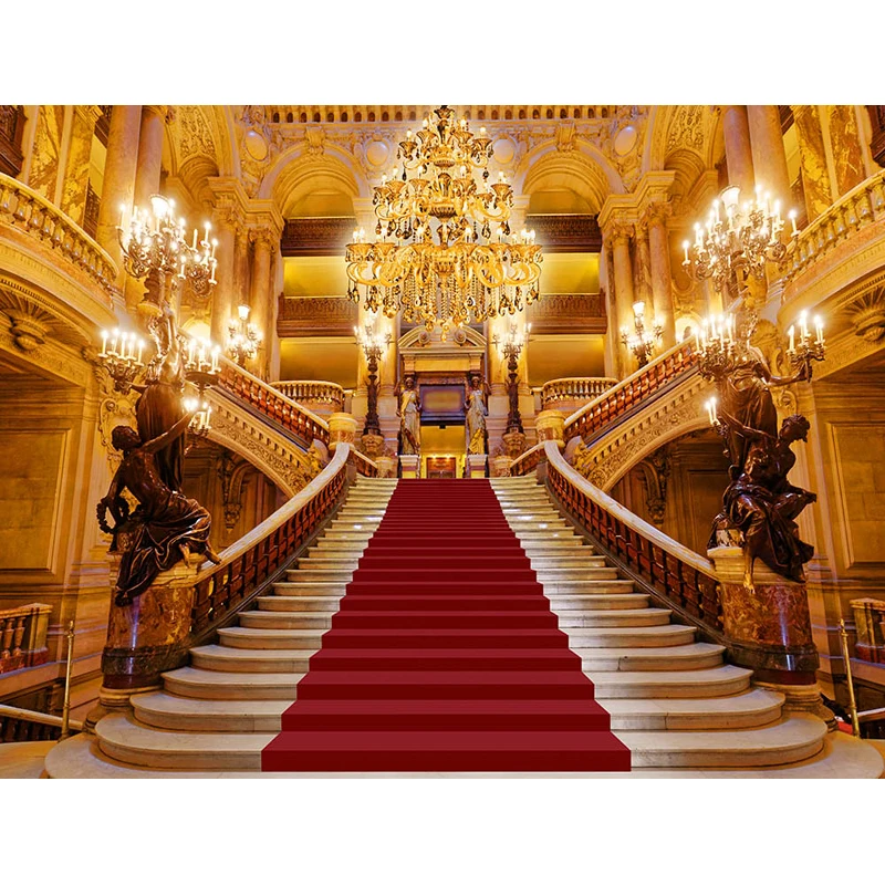 Фон для фотосъемки с изображением замка красавицы и чудовища красный фон