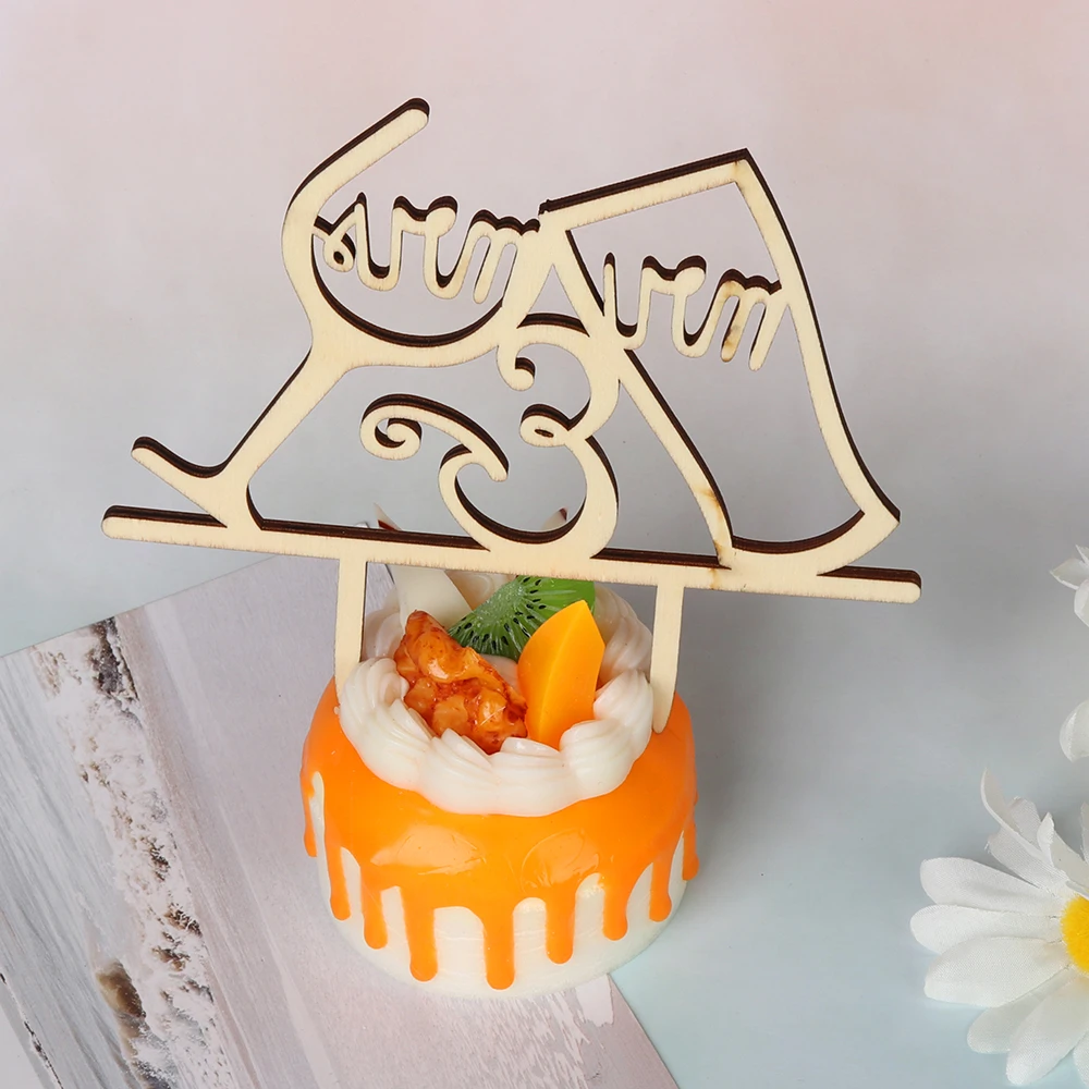 Винтажный Деревянный Торт с буквами 1 шт. лазерная резка Topper деревянные украшения