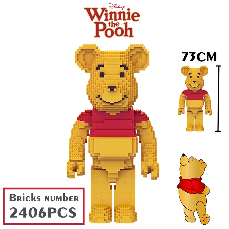 

Disney 70CM Winnie The Pooh Bear Bricks Model Building Blocks Toys Violent Lover Gift Bricks Bear City Decoration Toy Kid Girls